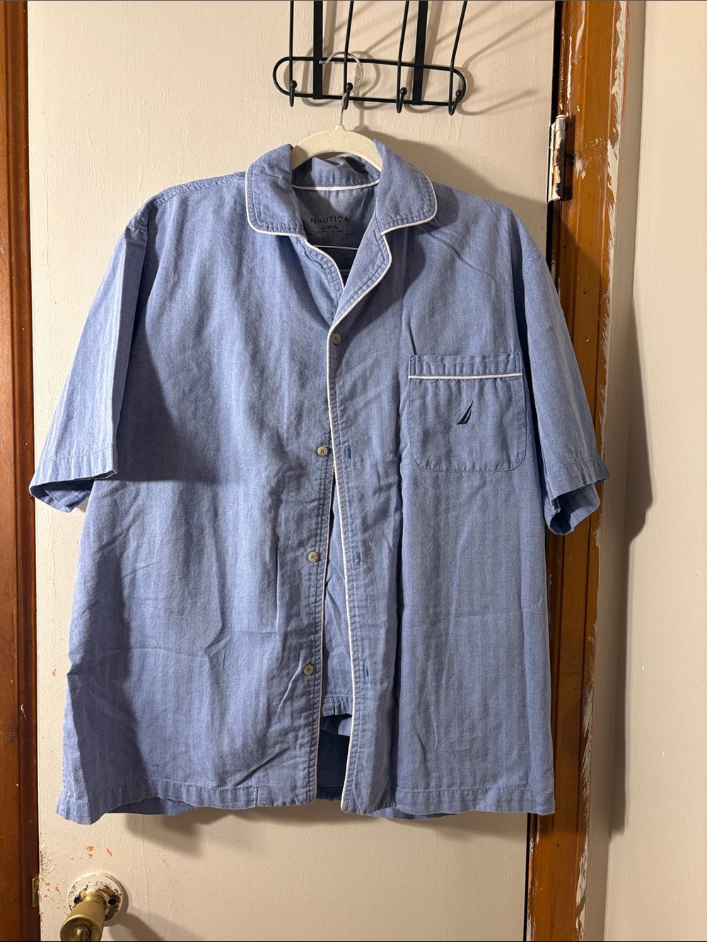 Nautica Blue Short-Sleeve Camp-Style PJ’s / Lounge wear Set with pockets